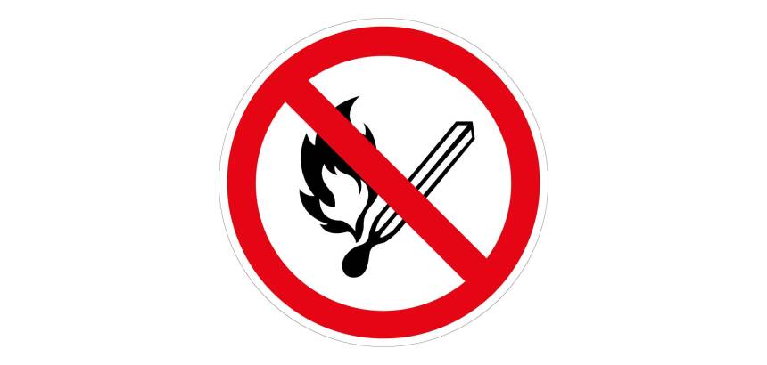 Panneau d'interdiction rond - Flammes nues interdites - P003 - ISO 7010  - 200 mm - PVC 2 mm