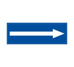 Panneau flèche vers la droite - fond bleu 210 x 75 mm