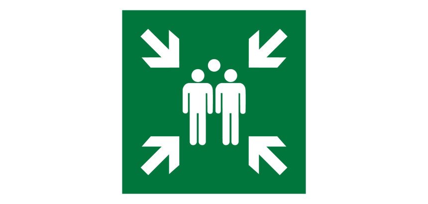 Panneau premiers secours - Point de rassemblement E007 - ISO 7001  - 250 x 250 mm - PVC 2 mm