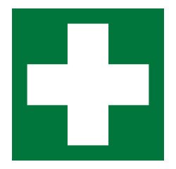 Panneau signalétique Premiers Secours - E003 - ISO 7001  - 125 x 125 mm - Vinyle Souple Autocollant