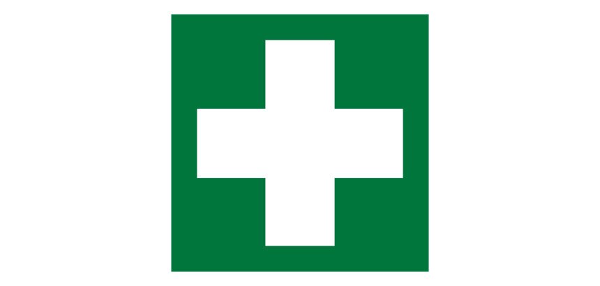 Panneau signalétique Premiers Secours - E003 - ISO 7001  - 125 x 125 mm - Vinyle Souple Autocollant