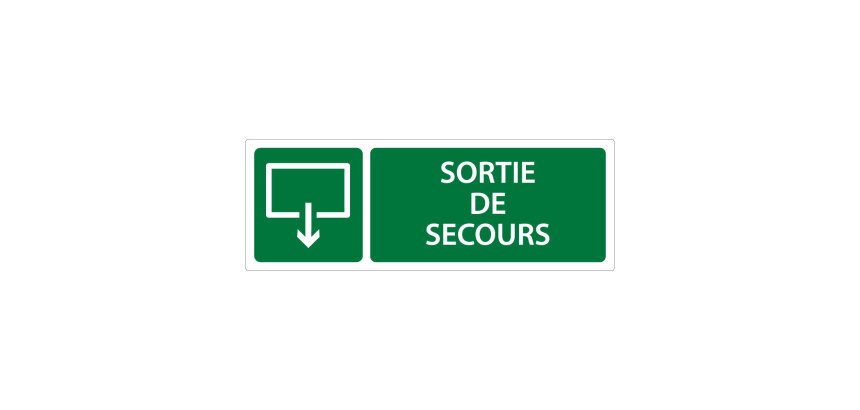 Panneau Sortie et évacuation - Sortie de Secours - ISO 7010  - 210 x 75 mm - Vinyle Souple Autocollant
