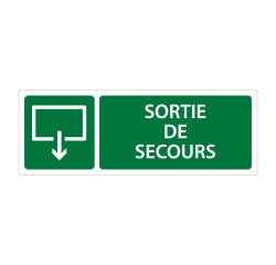 Panneau Sortie et évacuation - Sortie de Secours - ISO 7010  - 350 x 125 mm - Vinyle Souple Autocollant