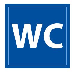 Panneau d'information WC - signalétique toilettes  - 200 x 200 mm - Blanc sur fond bleu - PVC 2 mm