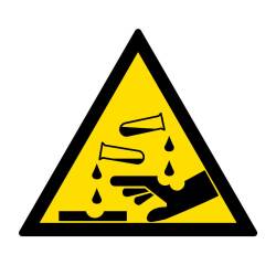 Panneau Danger- Substance corrosive - W016 - norme ISO 7010  - 50 mm - Vinyle Souple Autocollant