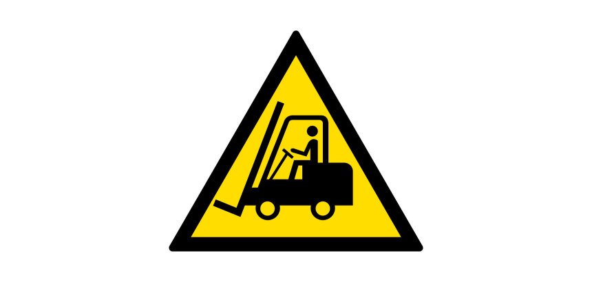 Pictogramme danger W014 - Chariot élévateur - ISO 7010  - 100 mm - Vinyle Souple Autocollant