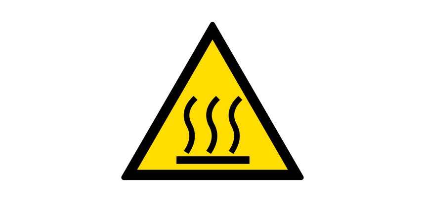 Signalétique de danger - Picto Surface Chaude - W017 - ISO 7010  - 100 mm - Vinyle Souple Autocollant