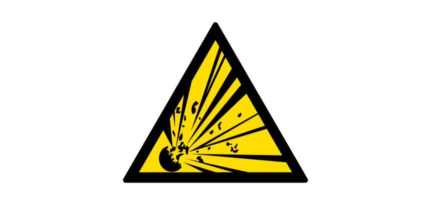 Signalétique de danger - Matières explosives - W002 - ISO 7010  - 100 mm - Vinyle Souple Autocollant