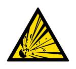 Signalétique de danger - Matières explosives - W002 - ISO 7010  - 200 mm - Vinyle Souple Autocollant