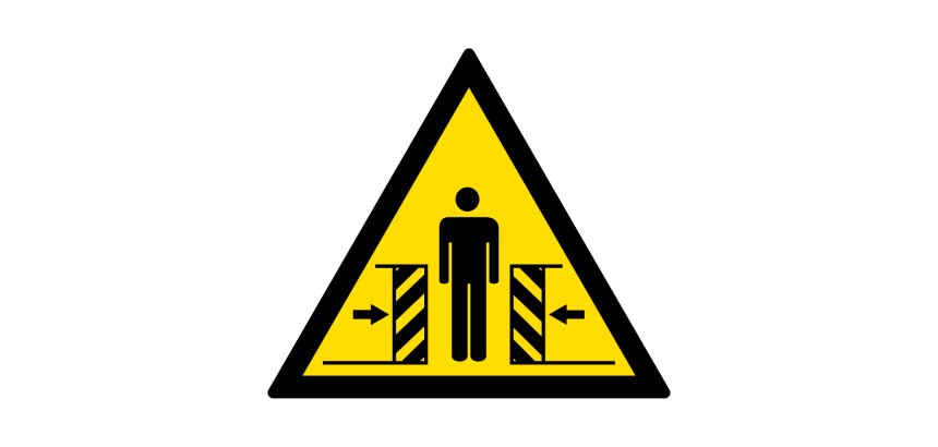 Signalétique de danger - Pictogramme Ecrasement - W019 - ISO 7010  - 100 mm - Vinyle Souple Autocollant