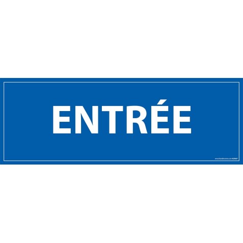 Panneau ENTREE - fond bleu 210 x 75 mm