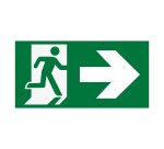 Panneau d'évacuation - Sortie de secours à droite - ISO 7010  - 200 x 100 mm - Vinyle souple autocollant