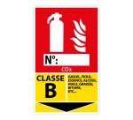 Panneau signalétique Extincteur pour feux de Classe B  - 160 x 250 mm - Vinyle Souple Autocollant