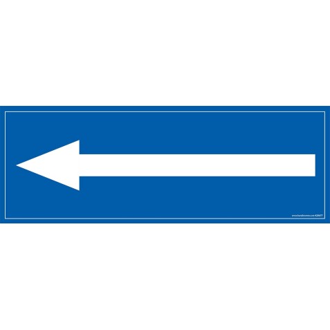 Panneau flèche vers la gauche - fond bleu 210 x 75 mm