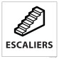 Panneau ESCALIERS - fond blanc, vinyle ou PVC- 250 x 250 mm