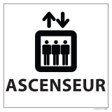 Panneau ASCENSEUR - fond blanc 250 x 250 mm