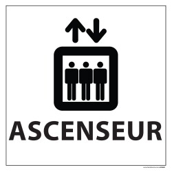 Panneau ASCENSEUR - fond blanc 250 x 250 mm