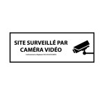 Signalétique de vidéoprotection - Surveillance vidéo 24h/24h   - 297 x 105 mm - Blanc - Vinyle Souple Autocollant