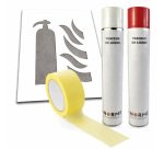 Pochoir de marquage - Extincteur + aérosols + ruban masquage