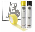 Kit marquage sol chariot élévateur pochoir + aérosols