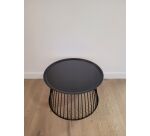 Lot 2 tables basses rondes/coniques LINZI en métal noir - Reconditionné