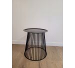 Lot 2 tables basses rondes/coniques LINZI en métal noir - Reconditionné