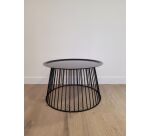 Lot 2 tables basses rondes/coniques LINZI en métal noir - Reconditionné