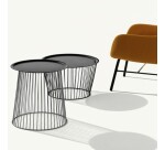 Lot 2 tables basses rondes/coniques LINZI en métal noir - Reconditionné