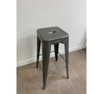 Tabouret haut Tolix gris brut verni H75 MANON - Reconditionné