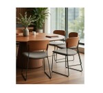 Chaise de réunion ARC assise grise/dossier bois WORA - Reconditionné