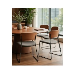 Chaise de réunion ARC assise grise/dossier bois WORA - Reconditionné