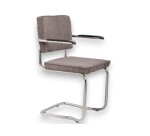 Chaise Ridge Rib ZUIVER grise avec accoudoirs et empilable DESIR 9 - Reconditionné