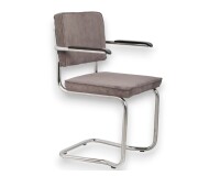 Chaise Ridge Rib ZUIVER grise avec accoudoirs et empilable DESIR 9 - Reconditionné