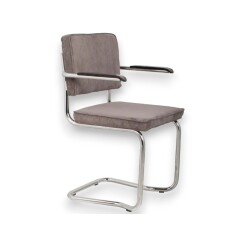 Chaise Ridge Rib ZUIVER grise avec accoudoirs et empilable DESIR 9 - Reconditionné