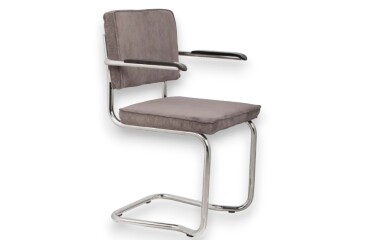 Chaise Ridge Rib ZUIVER grise avec accoudoirs et empilable DESIR 9 - Reconditionné