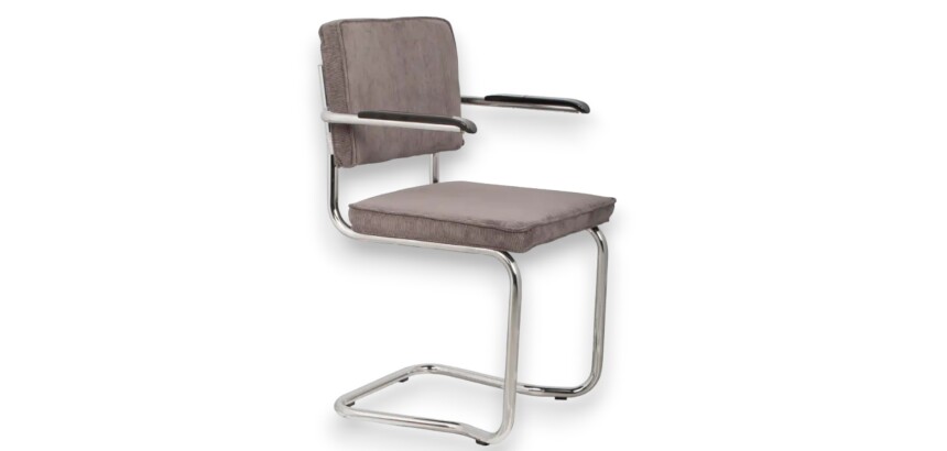 Chaise Ridge Rib ZUIVER grise avec accoudoirs et empilable DESIR 9 - Reconditionné