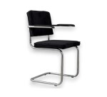 Chaise Ridge Rib ZUIVER en velours noir avec accoudoirs DESIR 10 - Reconditionné
