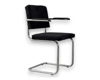Chaise Ridge Rib ZUIVER en velours noir avec accoudoirs DESIR 10 - Reconditionné