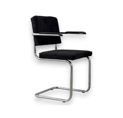 Chaise Ridge Rib ZUIVER en velours noir avec accoudoirs DESIR 10 - Reconditionné