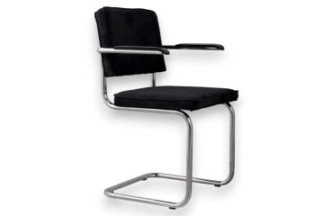 Chaise Ridge Rib ZUIVER en velours noir avec accoudoirs DESIR 10 - Reconditionné