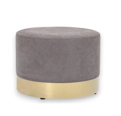 Pouf Bloomingville en velours gris, bas doré 55cm DESIR - Reconditionné