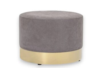 Pouf Bloomingville en velours gris, bas doré 55cm DESIR - Reconditionné