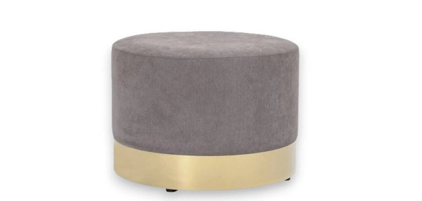 Pouf Bloomingville en velours gris, bas doré 55cm DESIR - Reconditionné