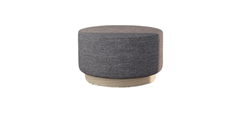 Pouf velours gris/bois DESIR 10 - Reconditionné