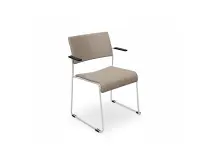 Chaise de réunion Linos beige avec accoudoirs synthétiques noir, pieds chrome RECEP - Reconditionné