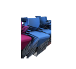 Chaise de réunion Linos bleu avec accoudoirs tissu bleu, pieds chrome RECEP - Reconditionné