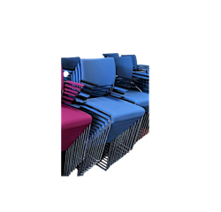 Chaise de réunion Linos bleu avec accoudoirs tissu bleu, pieds chrome RECEP - Reconditionné
