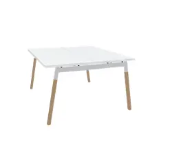 Bench de 2 positions blanc/bois 120x60 DESIR 8 - Reconditionné