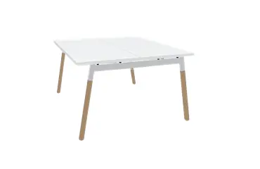 Bench de 2 positions blanc/bois 120x60 DESIR 8 - Reconditionné