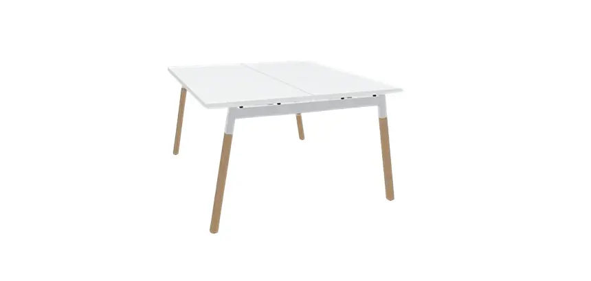 Bench de 2 positions blanc/bois 120x60 DESIR 8 - Reconditionné